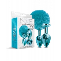 Nixie Metal Butt Plug Set Pom Pom & Jewel Blue Metallic