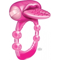 Nubby Tongue MagentaPink Vibrating Cock Ring