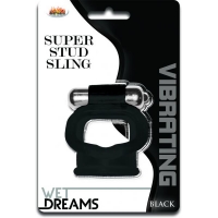 Wet Dreams Super Stud Sling Black Vibrating Ring