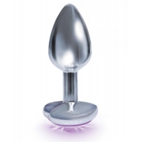 The Silver Starter Heart Bejeweled Stainless Steel Plug Violet