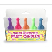 Super Fun Penis Party Candles 5 Colorful Party Candles