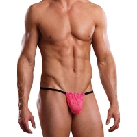 Male Power Posing Strap Neon Lace Hot Pink O/S