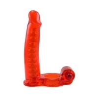 Double Penetrator C Ring With Bendable Dildo Red