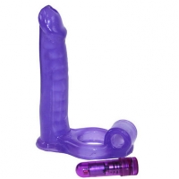 Double Penetrator C Ring with Bendable Dildo Purple