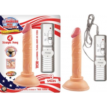 All American Mini Whoppers 4 inches Straight Vibrating Dong