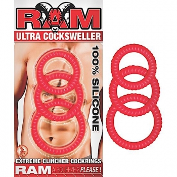 Ultra Cocksweller Silicone Cock Rings Red