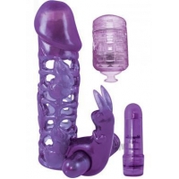 Clit Tickler Penis Extender Vibrating Sleeve Purple