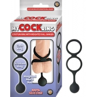My Cockring Vibrating Scrotum Weighted Ball Banger Black