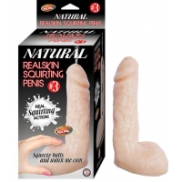 Natural Realskin Squirting Penis 03 7.5 inches Dildo Beige