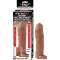Natural Realskin Vibrating Xtender W/ Scrotum Ring Brown