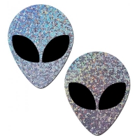 Pastease Silver Glitter Alien With Black Eyes Pasties
