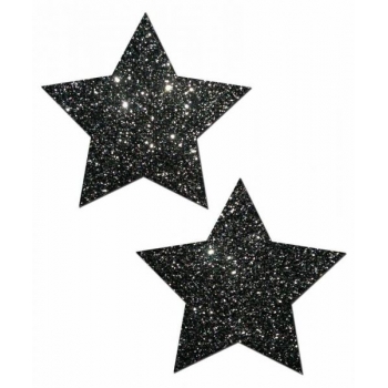 Rockstar Black Glitter Star Pasties O/S