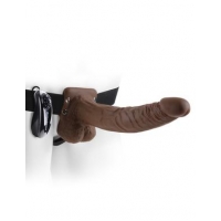 Fetish Fantasy 9 inches Vibrating Hollow Strap On W/Balls Brown