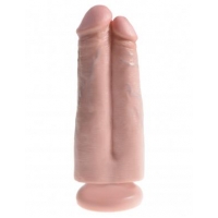 King Cock 7 inches Two Cocks One Hole Beige Dildo