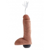 King Cock 8 inches Squirting Cock with Balls Tan Dildo