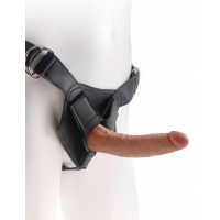 King Cock Strap On Harness with 7 inches Cock Tan