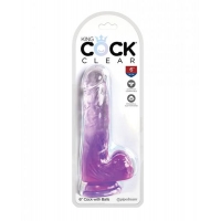 King Cock Clear 6in W/ Balls Purple