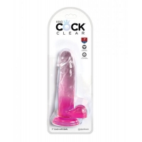 King Cock Clear 7in W/ Balls Pink