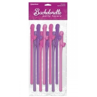 Bachelorette Party Favors Dicky Sipping Straws Pink/Purple 10pc.