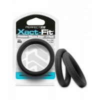 Perfect Fit Xact-Fit #22 2 Pack Black Cock Rings
