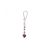 Bijoux De Cli Loop W/ Heart Charm & Fuschia Beads