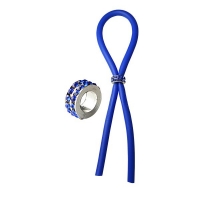 Bolo Lasso Silicone Ring Blue Gems Bead Slider