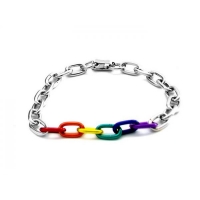 Gaysentials Rainbow and Silver Links Bracelet