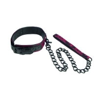 Scandal Collar With Leash Red Black O/S