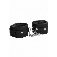 Ouch! Plush Leather Handcuffs Black