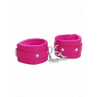Ouch! Plush Leather Handcuffs Pink