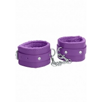 Ouch! Plush Leather Handcuffs Purple
