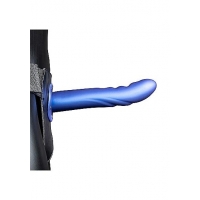 Ouch! Textured Curved Hollow Strap-on 8in Metallic Blue