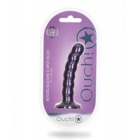 Ouch! Beaded Silicone G-spot Dildo 5 In Metallic Purple