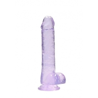 Real Cock 8in Realistic Dildo W/ Balls Purple