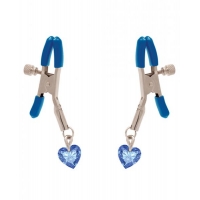 I'll Never Let Go Nipple Clamps Blue Heart Charms