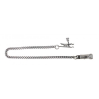 Adjustable Duck Bill Nipple Clamps With Jewel Chain Silver