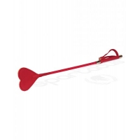 Plush Lined Red Pu Heart Shape Tip Riding Crop