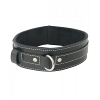 Edge Lined Leather Collar Black O/S