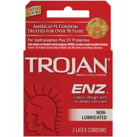 Trojan Enz Non-Lubricated Condoms - Box of 3
