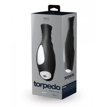 Vedo Torpedo Rechargeable Stroker Just Black W/ Glow Sleeve