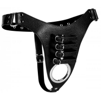 Strict Male Chastity Harness O/S Black Leather