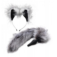 Tailz Grey Wolf Tail Anal Plug And Ears Set