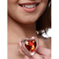 Booty Sparks Red Heart Glass Anal Plug Small